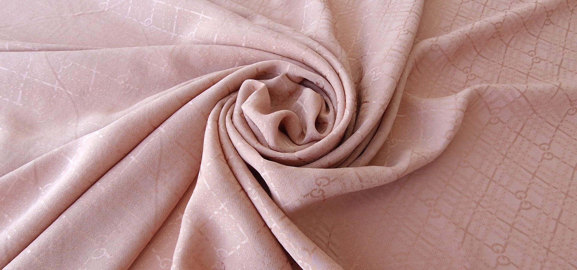 Soft Silk Monogram Nude Rose Jacquard Guc Evelin Textile