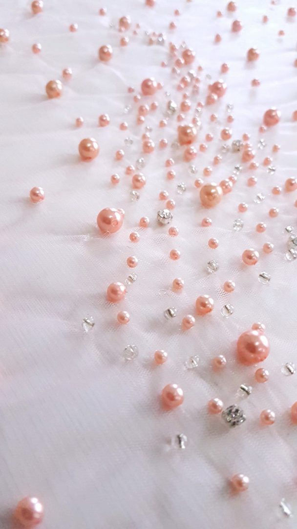 Perle roz quartz pe tul-11663