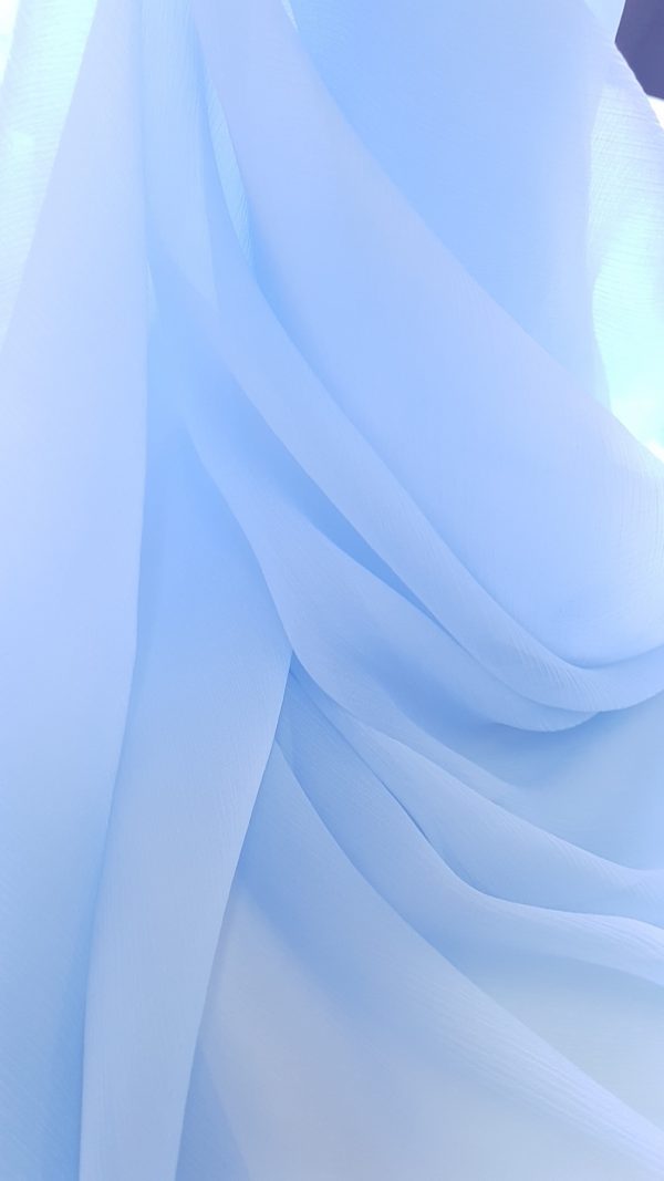 Bleu-ciel -- Voal creponat (Muselina) din matase naturala -8465