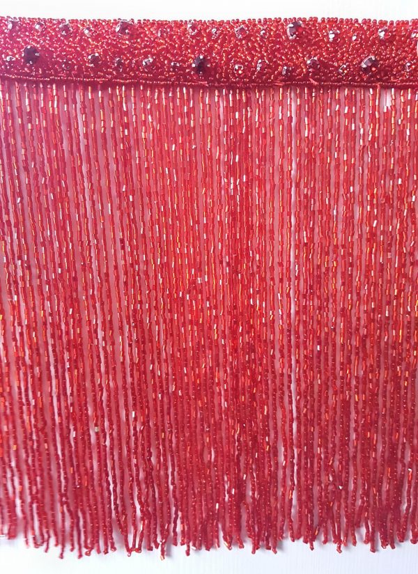 Bordura franjuri din margele- rosu rubin-21647