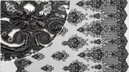 Broderie neagra din bumbac accesorizata cu cristale