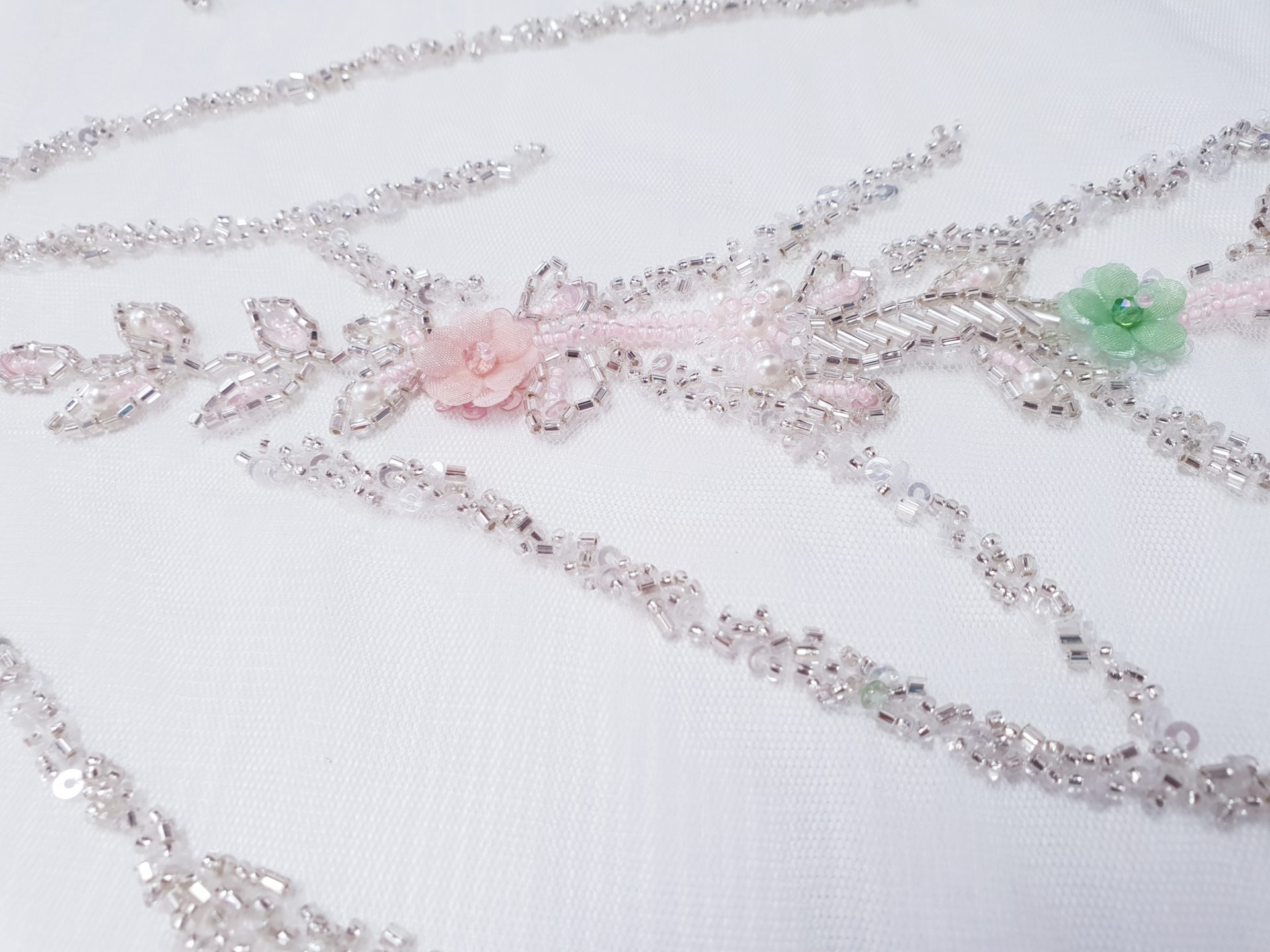 Broderie mint si roz quartz cu romburi - imagine 11