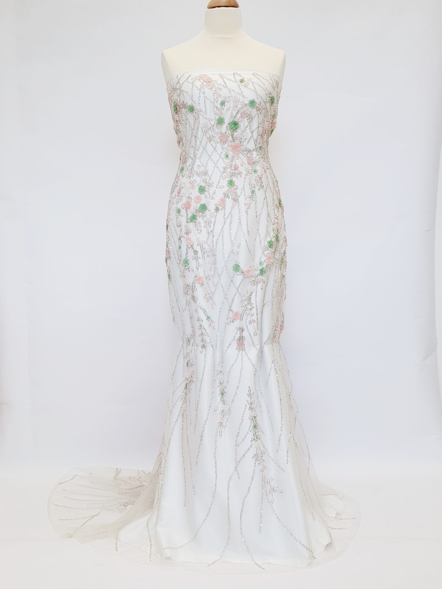 Broderie mint si roz quartz cu romburi - imagine 3