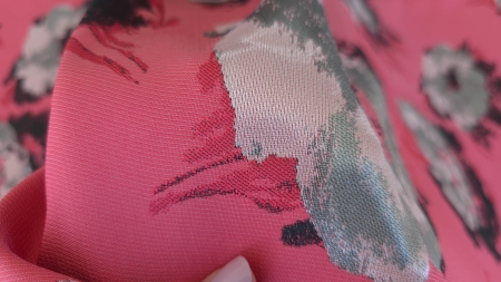 brocard pink black cu flori evelin textile (2)