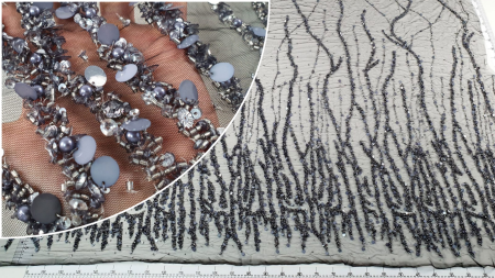 Broderie couture purple black lucrata 100 % manual