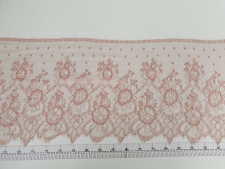 Bordura Solstiss roz pe tulle nude