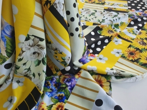 Satin din matase naturala Sunflower Patchwork DG599