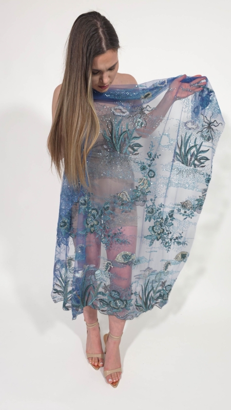 Broderie Blue Aquatic cu margele