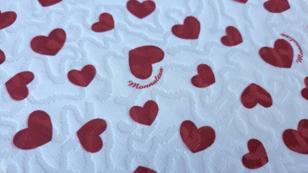 Brocard Red Hearts MNL646 cu imprimeu digital inimioare roșii și motiv jacquard subtil