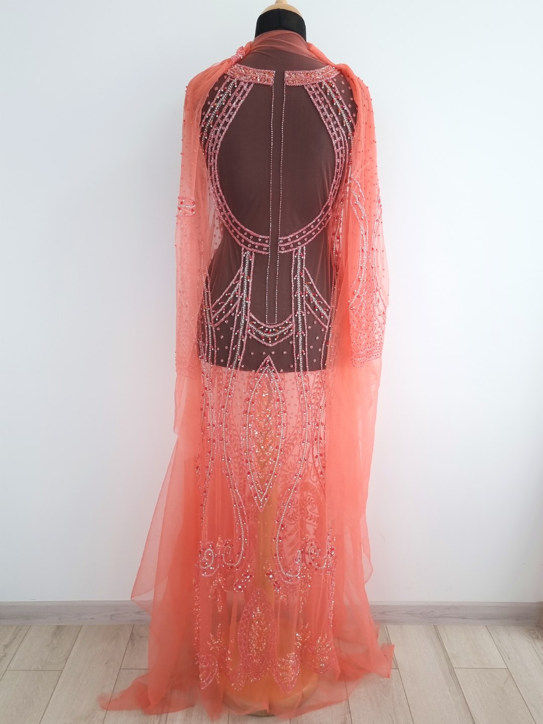 Rochie lunga peach lucrata manual - imagine 4