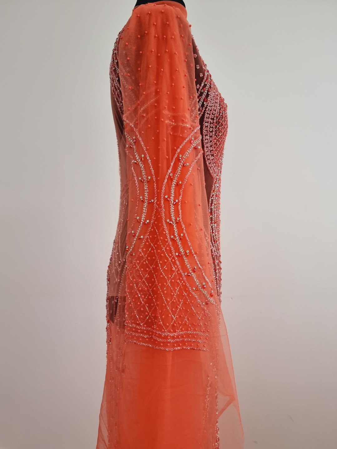 Rochie lunga peach lucrata manual - imagine 12