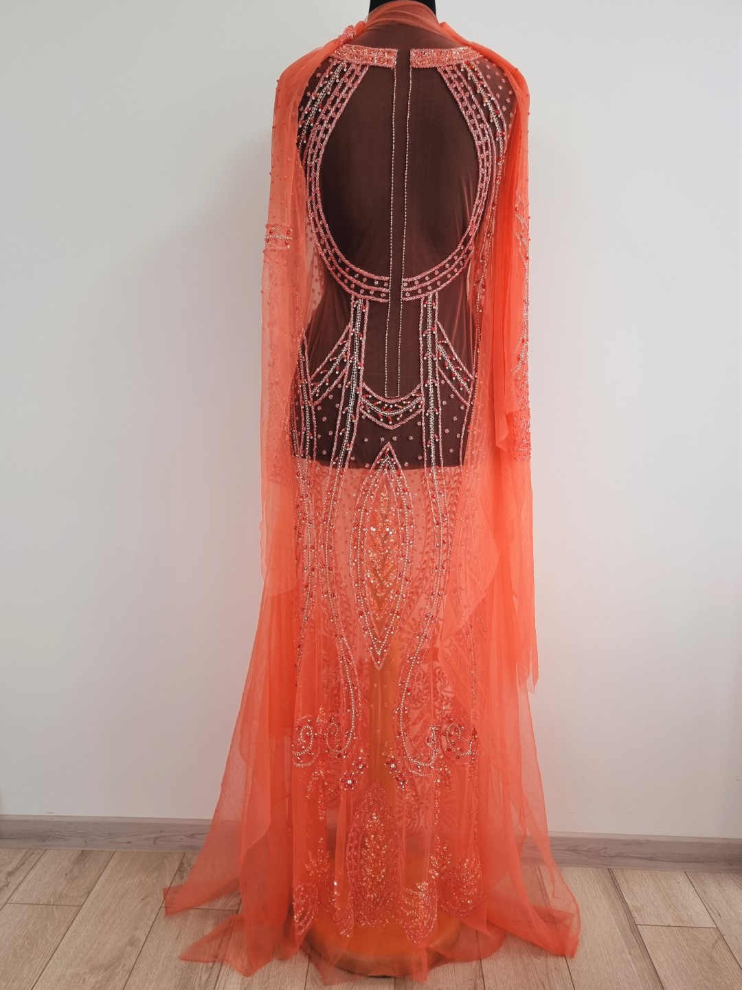 Rochie lunga peach lucrata manual - imagine 11