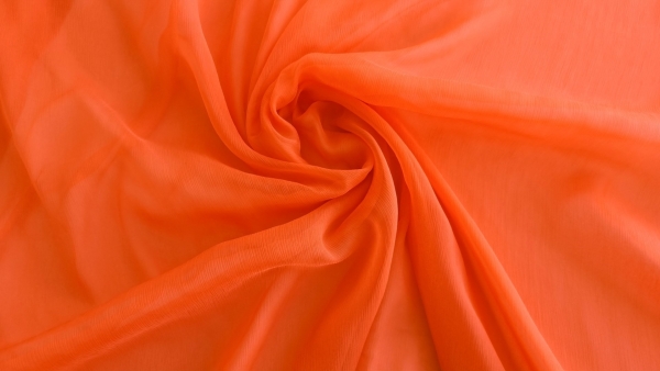Voal creponat orange corai Muselina din matase naturala