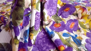 Jacquard din bumbac elastic imprimat model floral DG860