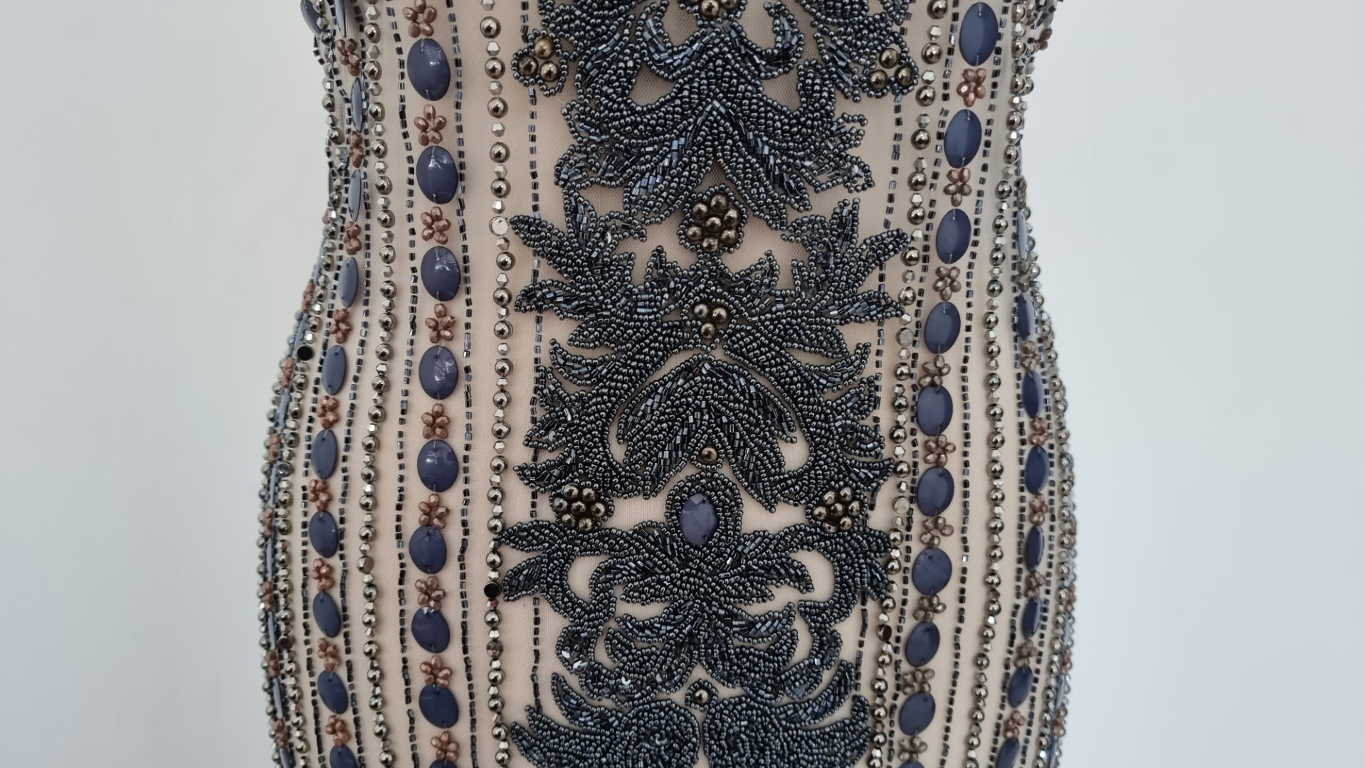 Rochie gri metalic lunga realizata manual din panouri - imagine 6