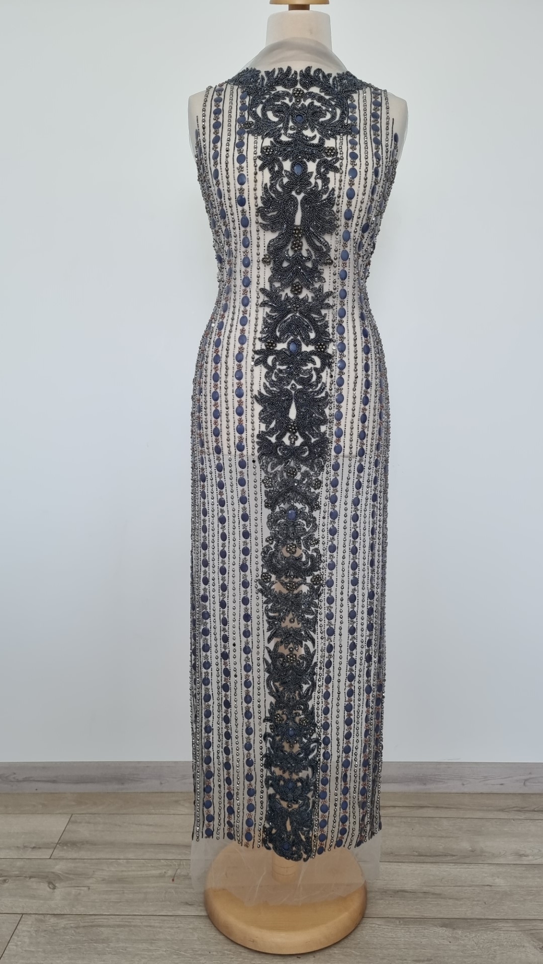 Rochie gri metalic lunga realizata manual din panouri