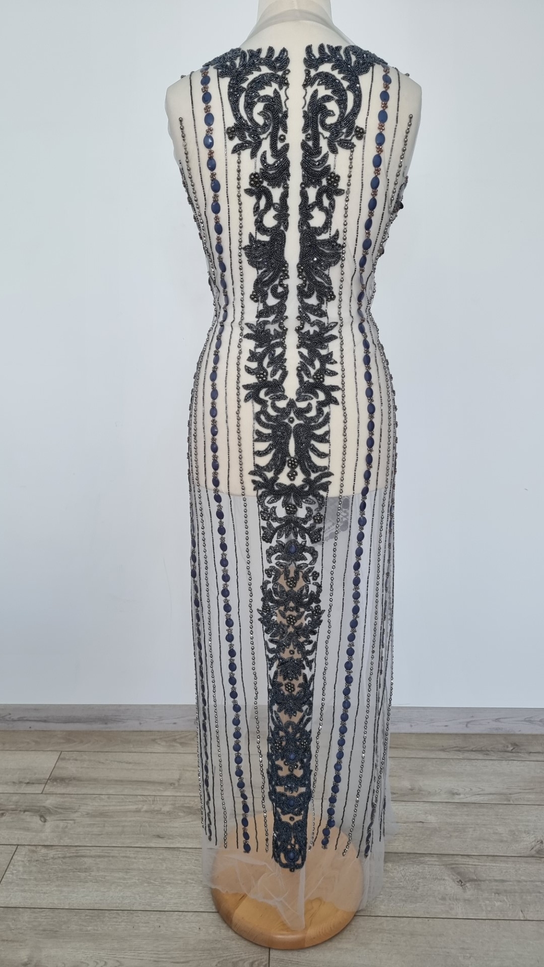 Rochie gri metalic lunga realizata manual din panouri - imagine 10