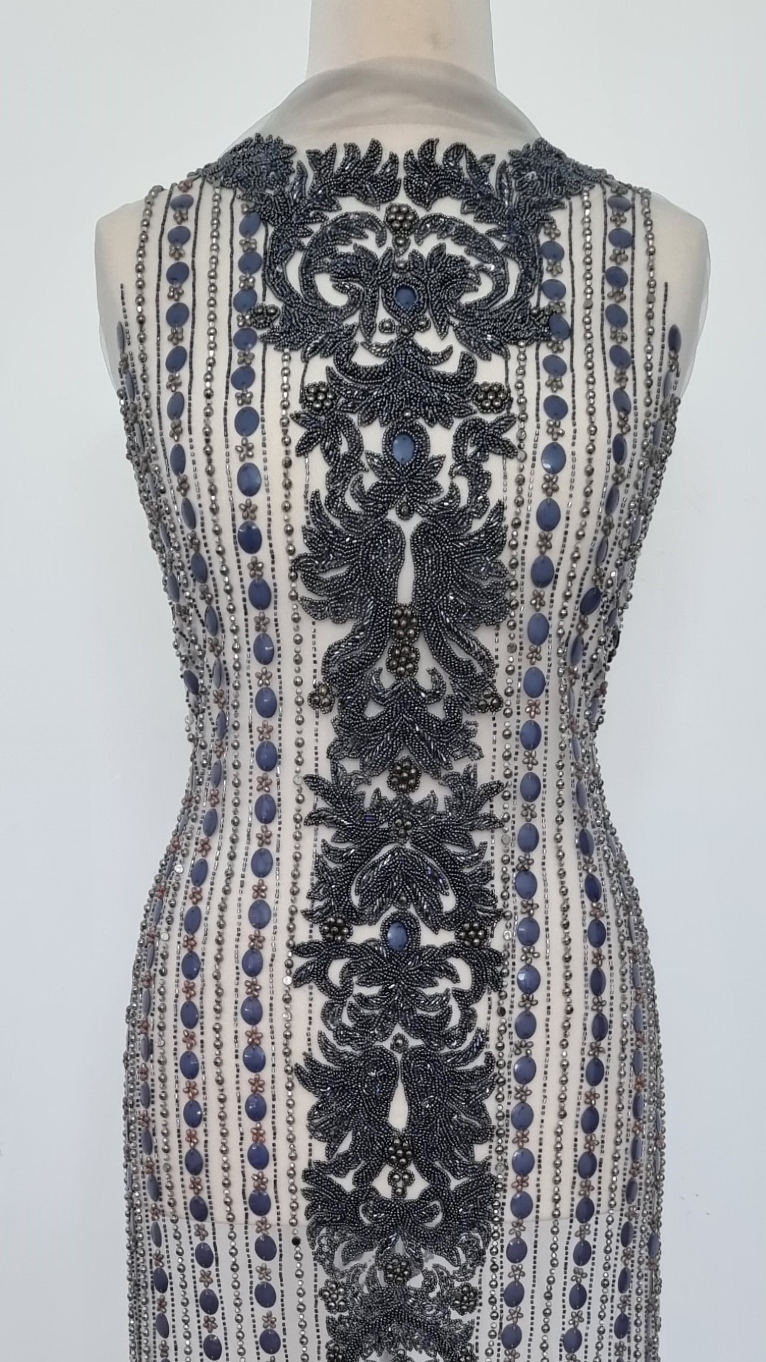 Rochie gri metalic lunga realizata manual din panouri - imagine 2