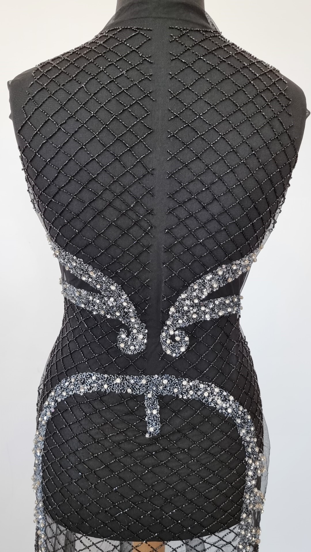 Rochie gri lunga - panouri accesorizate manual - imagine 6