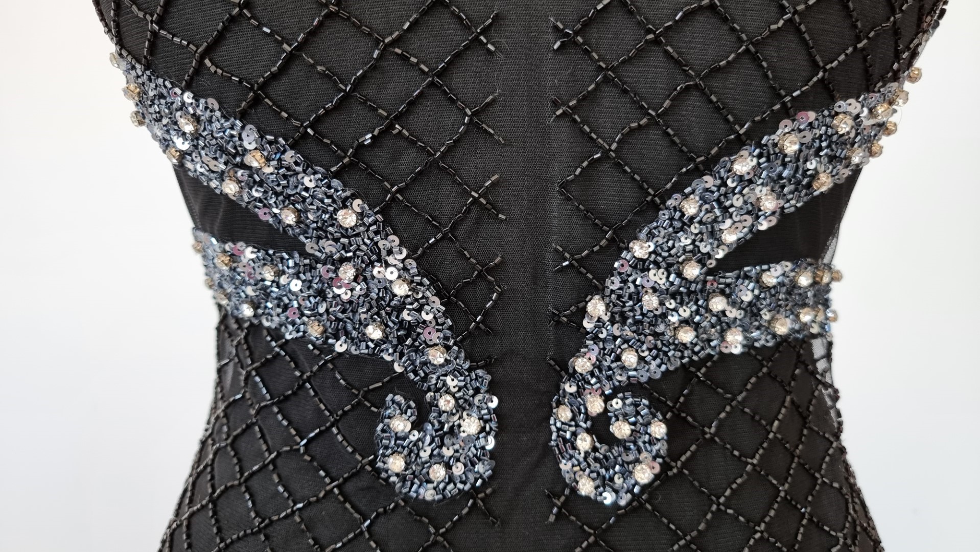 Rochie gri lunga - panouri accesorizate manual - imagine 7