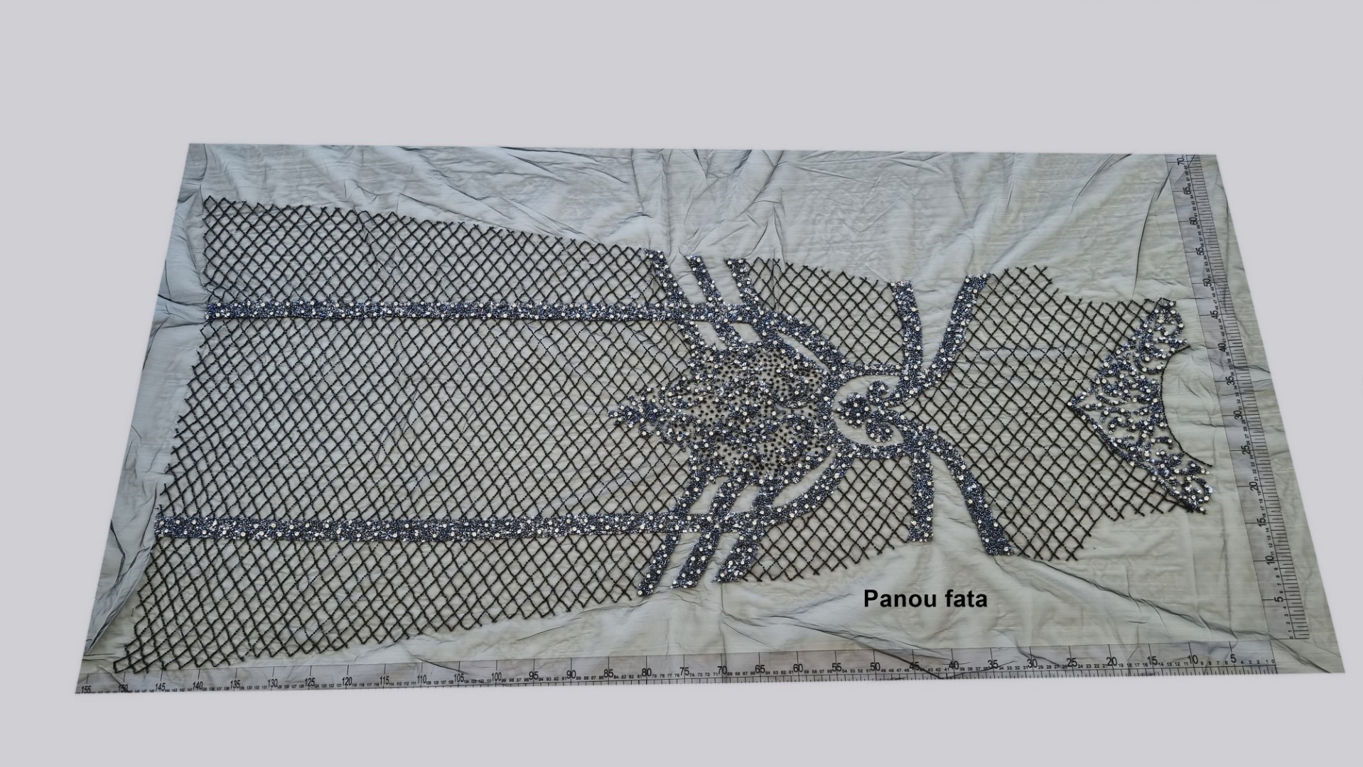 Rochie gri lunga - panouri accesorizate manual - imagine 8