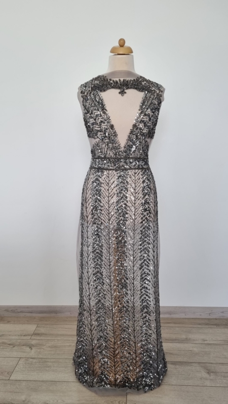 Rochie Metallic Grey accesorizata manual - panouri