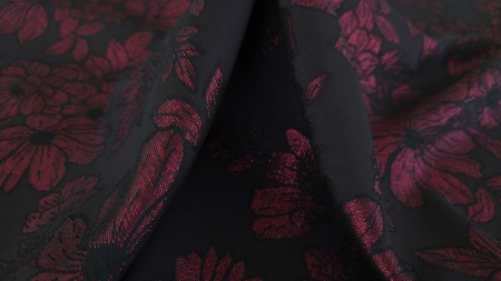 brocard floral burgundy pe fond negru evelin textile (6)