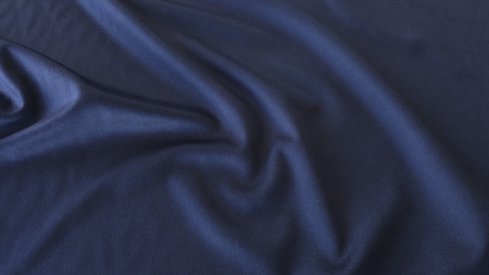 Stofă bleumarin din cașmir 100% în falduri largi, cu suprafață mată și uniformă