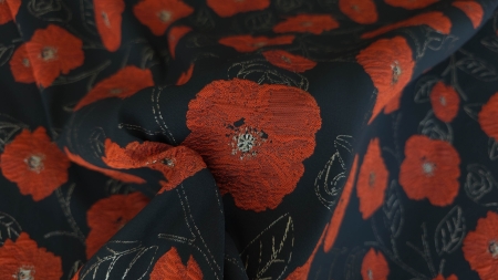 jacquard floral negru cu maci rosii evelin textile (2)