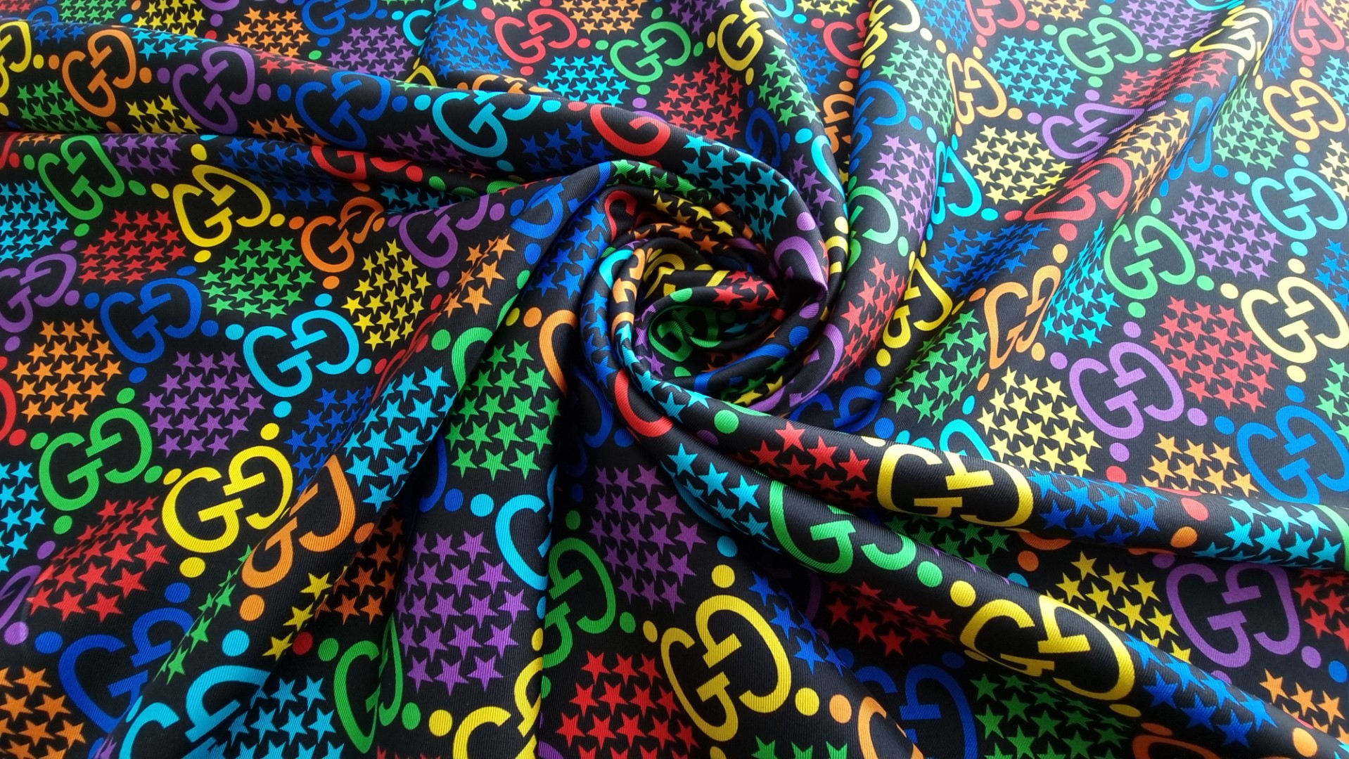 Twill din matase naturala Psychedelic Party GUC1090 - imagine 6