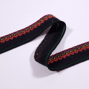 Banda decorativa multicolora cu lana si bumbac - latime 2,5 cm