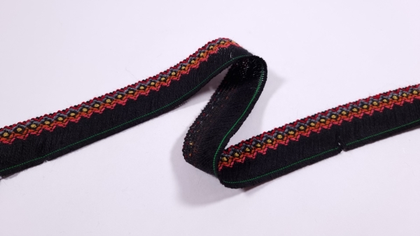 Banda decorativa multicolora cu lana si bumbac - latime 2,5 cm
