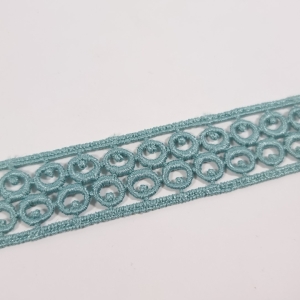 Banda decorativa brodata ingusta teal - latime 2,5 cm