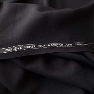 Stofa englezeasca neagra din lana Super 150s si casmir