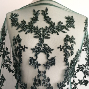 Broderie cu micropaiete si margelute Dark Green