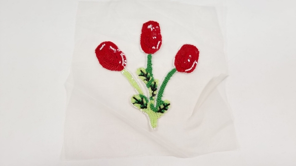 Aplicatie decorativa realizata manual Red Tulips DG101