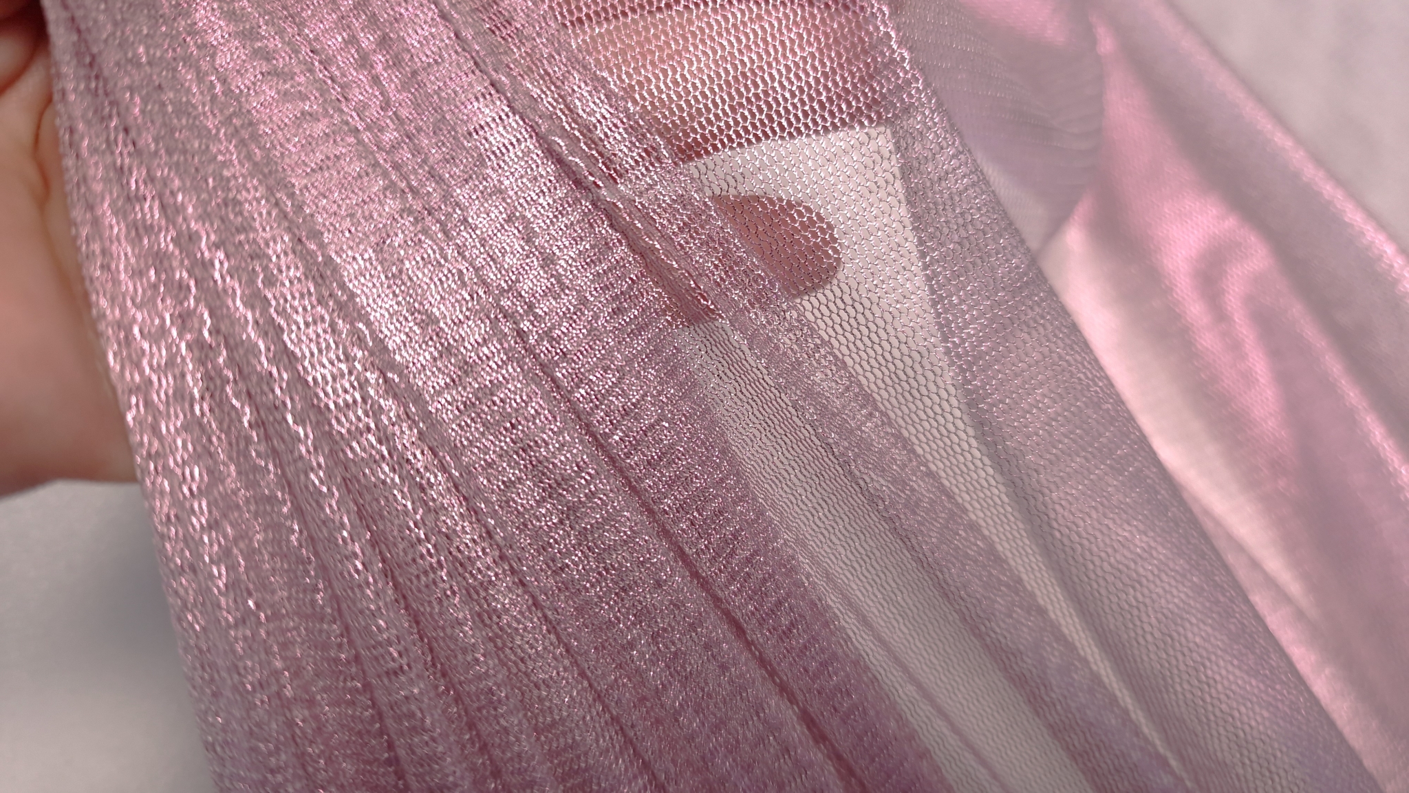 Tulle peliculizat din matase naturala roz pudra - imagine 2