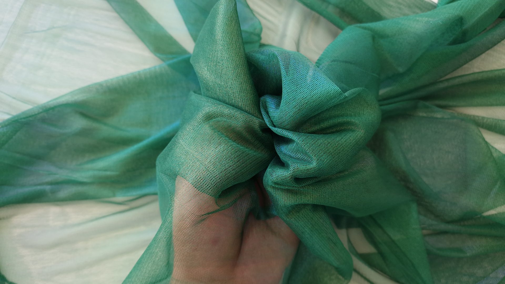 Tulle peliculizat din matase naturala verde inchis - imagine 5