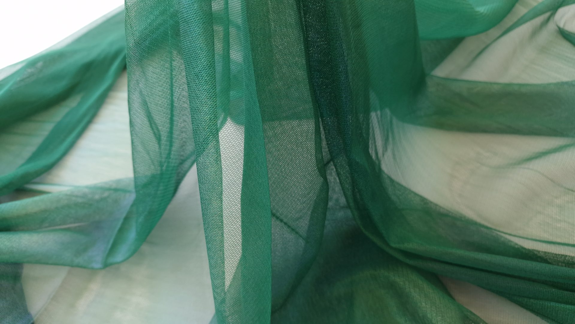 Tulle peliculizat din matase naturala verde inchis - imagine 4