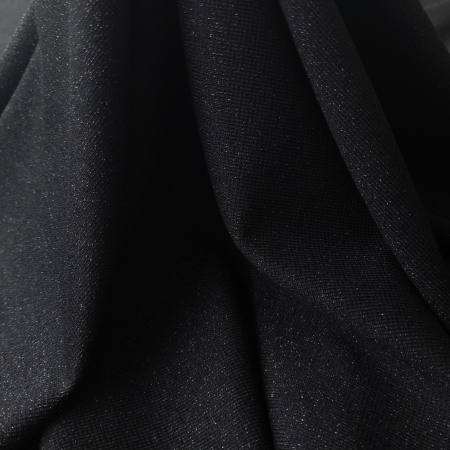 Jersey negru elastic din vascoza cu fir metalizat