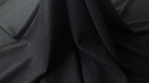 Jersey negru elastic din vascoza cu fir metalizat