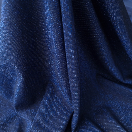 Jersey subtire din bumbac cu fir metalizat albastru