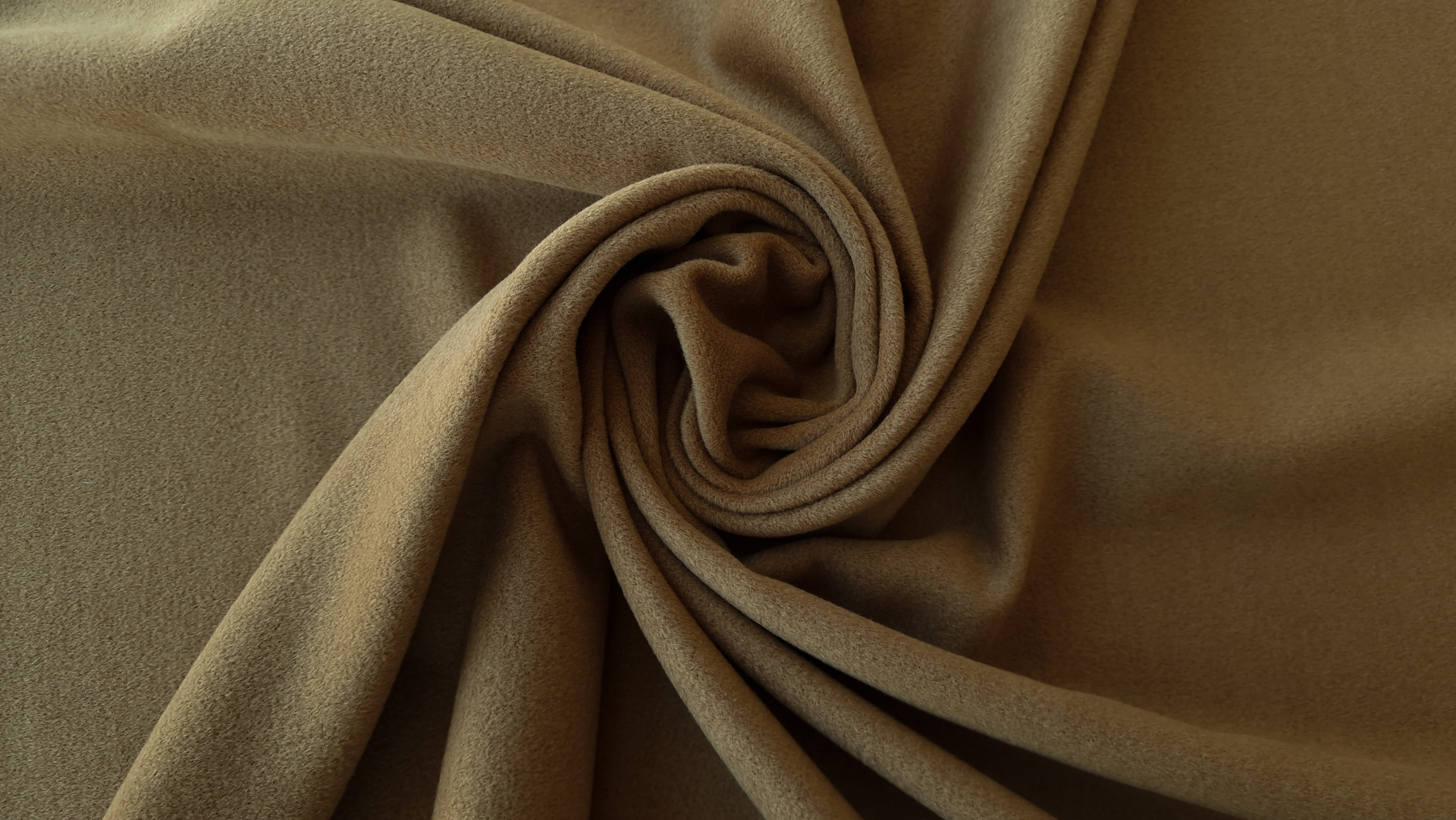 Stofa groasa din casmir si lana maro-kaki - imagine 3