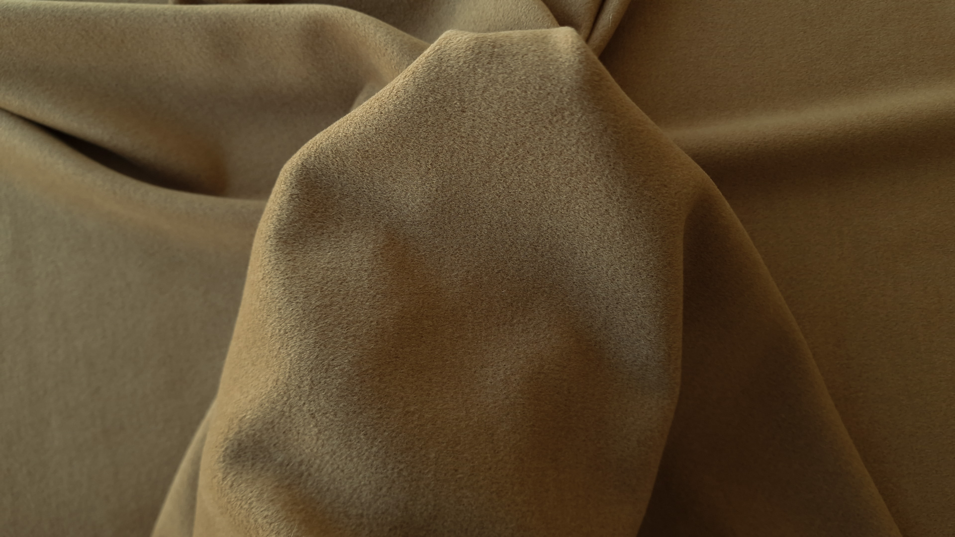 Stofa groasa din casmir si lana maro-kaki - imagine 5