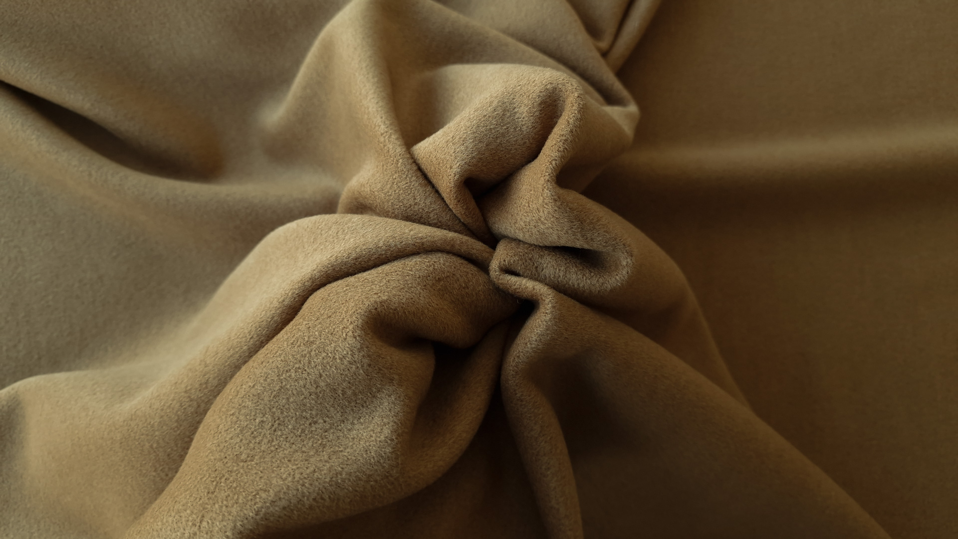 Stofa groasa din casmir si lana maro-kaki - imagine 4