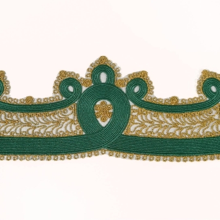 Banda decorativa verde cu fir metalizat auriu DG138