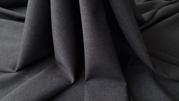 Stofa subtire gri inchis din lana usor elastica pentru costume