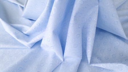 Poplin fin bleu din bumbac usor elastic monograma GUC1558