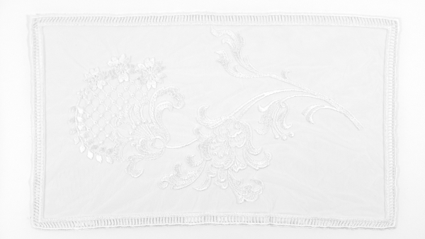 Bordura decorativa ivory brodata pe tulle R76