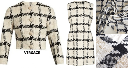 Material de designer VERSACE cu design geometric ivoire și negru, cod VER1650-EV41B